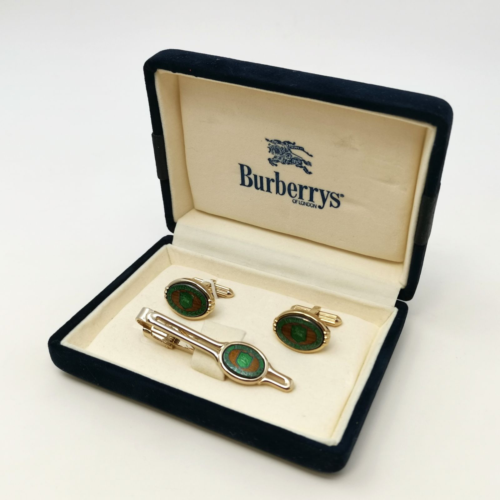 BURBERRY　Burberrys ネクタイピン　カフスセット バーバリー ゴールド カフス ネクタイピン グリーン セット