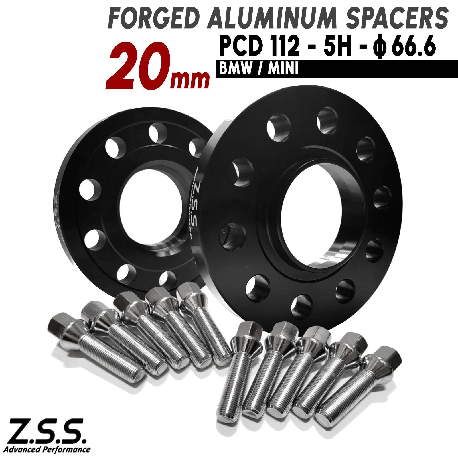 Z.S.S. AP MINI ミニ クーパー F65 F66 F55 F54 F60 F57 スペーサー 厚み20mm PCD112 5穴 ハブ径66.6φ M14xP1.25 ボルト付きBMW ZSS