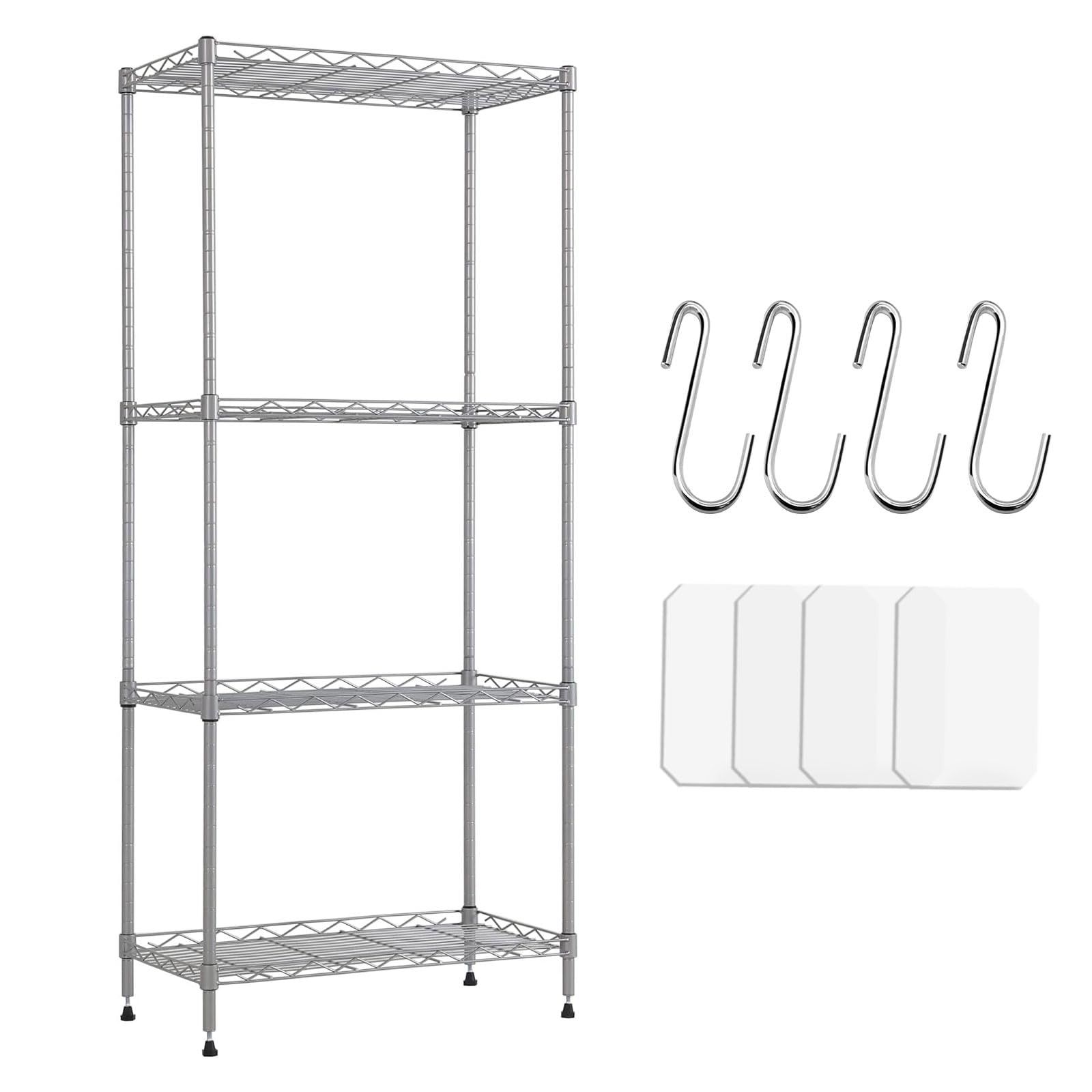 即日発送4段スチールラック 棚 メタルラック 耐荷重160kg 収納ラック 幅60×奥行40×高さ120cm シルバー (４段)