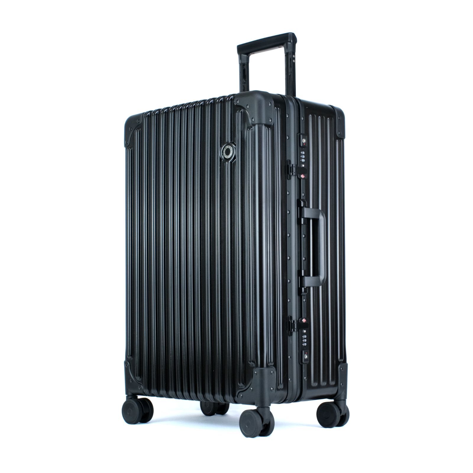 [TRUNKTRAVEL] スーツケース キャリーバッグ Mサイズ ブラック アルミフレーム TSAロック 軽量 キャリーケース スーツ ケース  (M(5~7泊) 24インチ, ブラック)