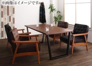 ダイニングセット テーブル-ソファ ヴィンテージスタイル ソファダイニングセット 4人 5点セット テーブル 1Pソファ4脚 W120