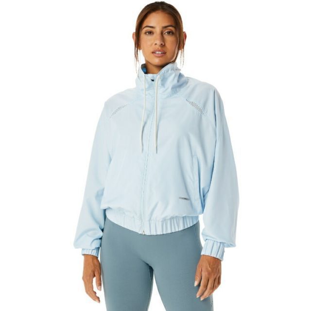 asics アシックス WOMEN ACTIBREEZE WOVEN JA スカイ L 2032C707 403 | スポーツ レディース L 水色 服 衣類 衣料品ウェア ウエア フィットネスウェア トップス アウター ウーブンジャケット フルジップ ポ