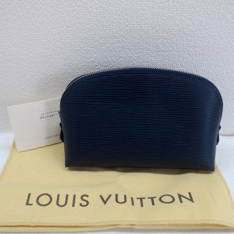 LOUIS VUITTON エピ ポシェット コスメティック M40638 ブルー 化粧 