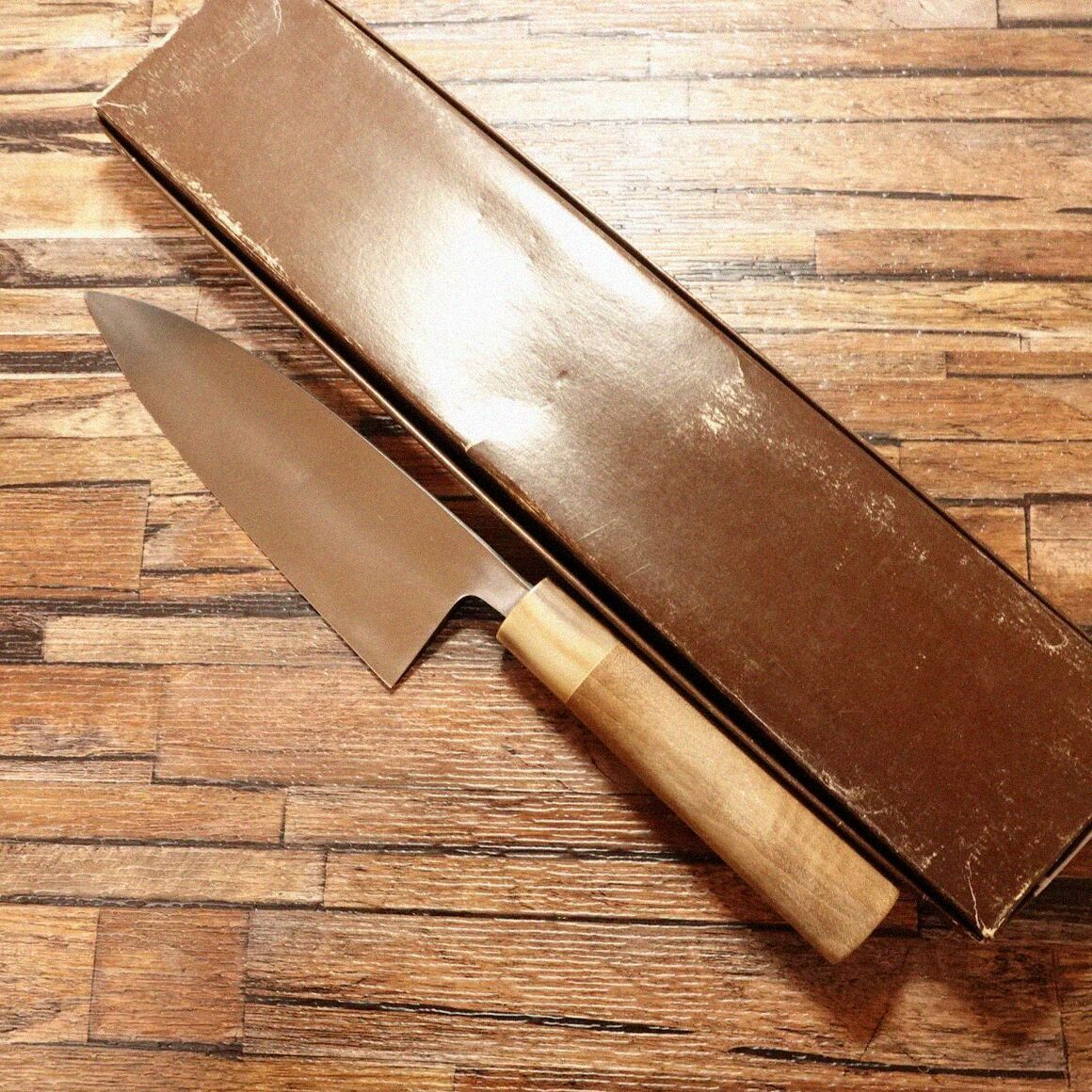 廣朋 出刃包丁 研ぎ済 白水牛柄 三条廣朋 HIROTOMO ハガネ シール付き