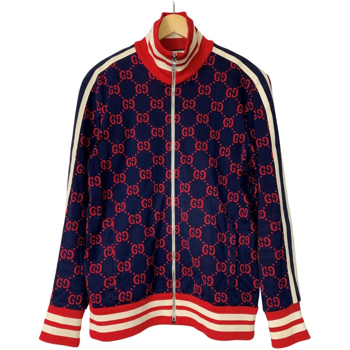 GUCCI グッチ GGジャカード ジャージ ネイビー×レッド ジャケット アウター