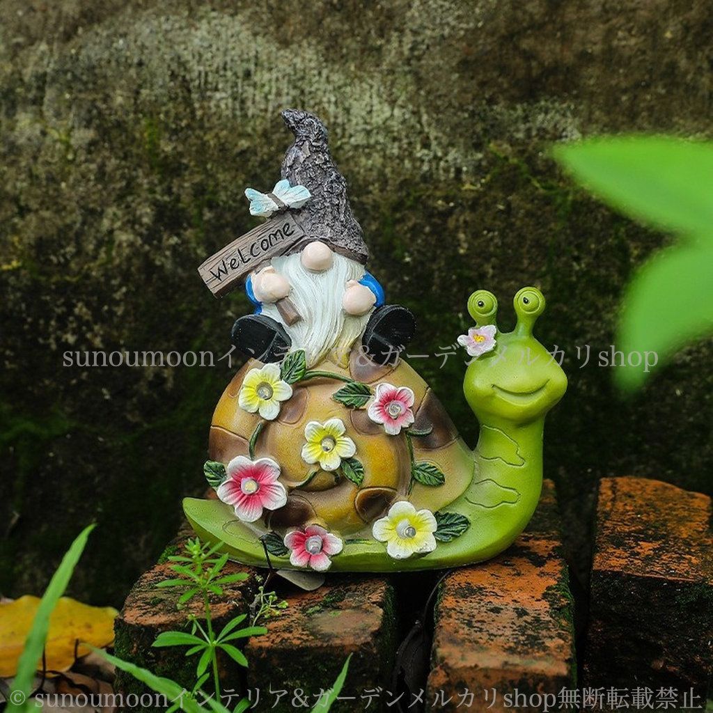 カタツムリ ガーデンオブジェ ガーデンライト 庭の装飾 インテリア ソーラー フラワー ガーデン雑貨 おしゃれ ウェルカムサイン ガーデン 8-14 雑貨 花 庭 ガーデンインテリア 置物 お洒落 太陽光 ノーム ガーデニング YUZUMIYA_COM