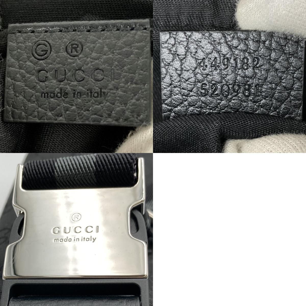 超美品 GUCCI グッチ GG柄 ショルダーバッグ ボディバッグ ブラック GGキャンバス シェリーライン メンズ レディース ファッション  449182 USED - メルカリ