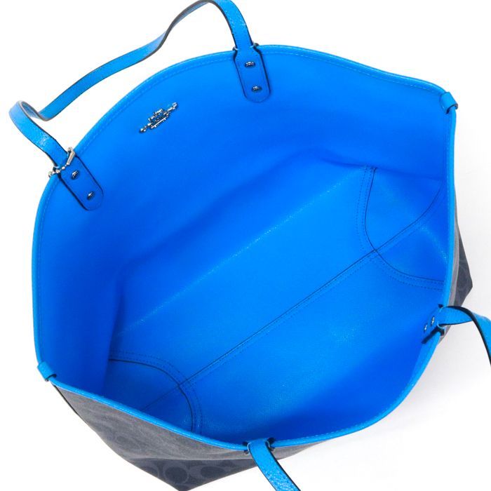 極美品 COACH コーチ トートバッグ リバーシブル PVC レザー ネイビー 極美品 COACH コーチ トートバッグ リバーシブル PVC レザー