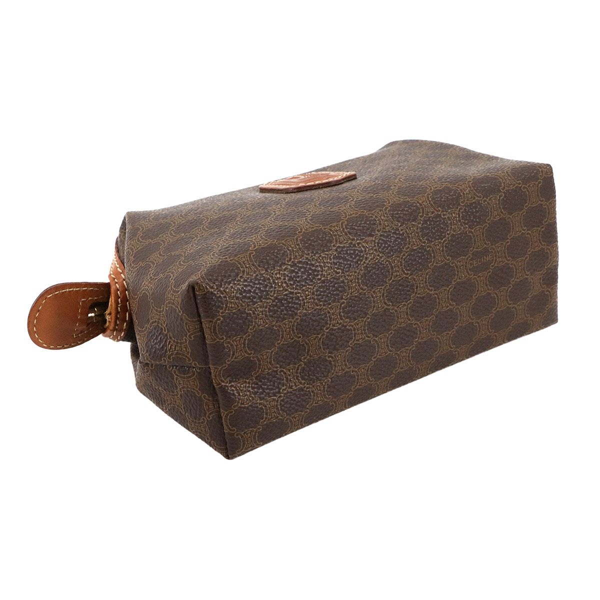 セリーヌ CELINE マカダム ポーチ PVC レザー ブラウン ゴールド 金具