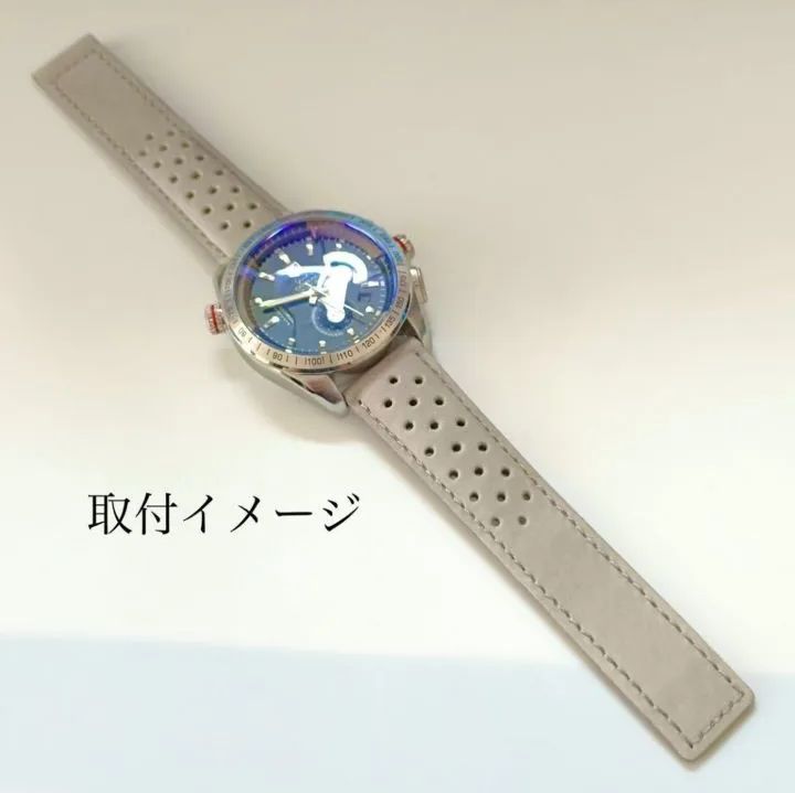 20mm 腕時計 スエード レザー 革ベルト ライトグレー 穴あきタイプ