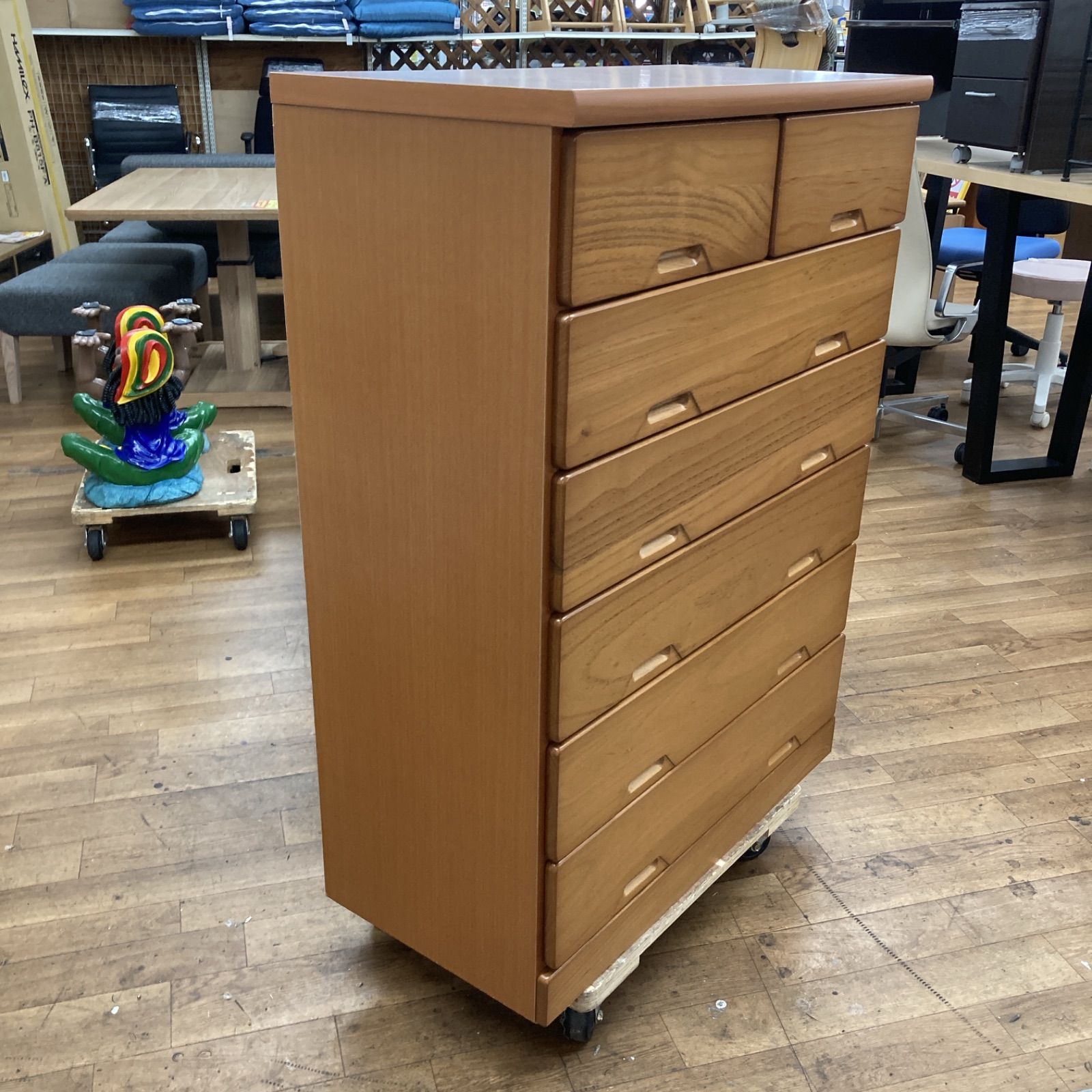 S778 ⭐ ６段チェスト タンス スリムタイプ キャメル 幅80cm USED 綺麗 S778 ⭐ 6段チェスト タンス スリムタイプ キャメル 幅80cm USED 綺麗