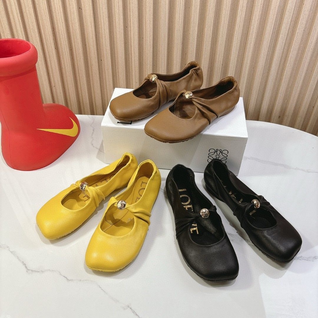 【Loewe】メタリックレザー メリージェーンフラットシューズ org.jpg