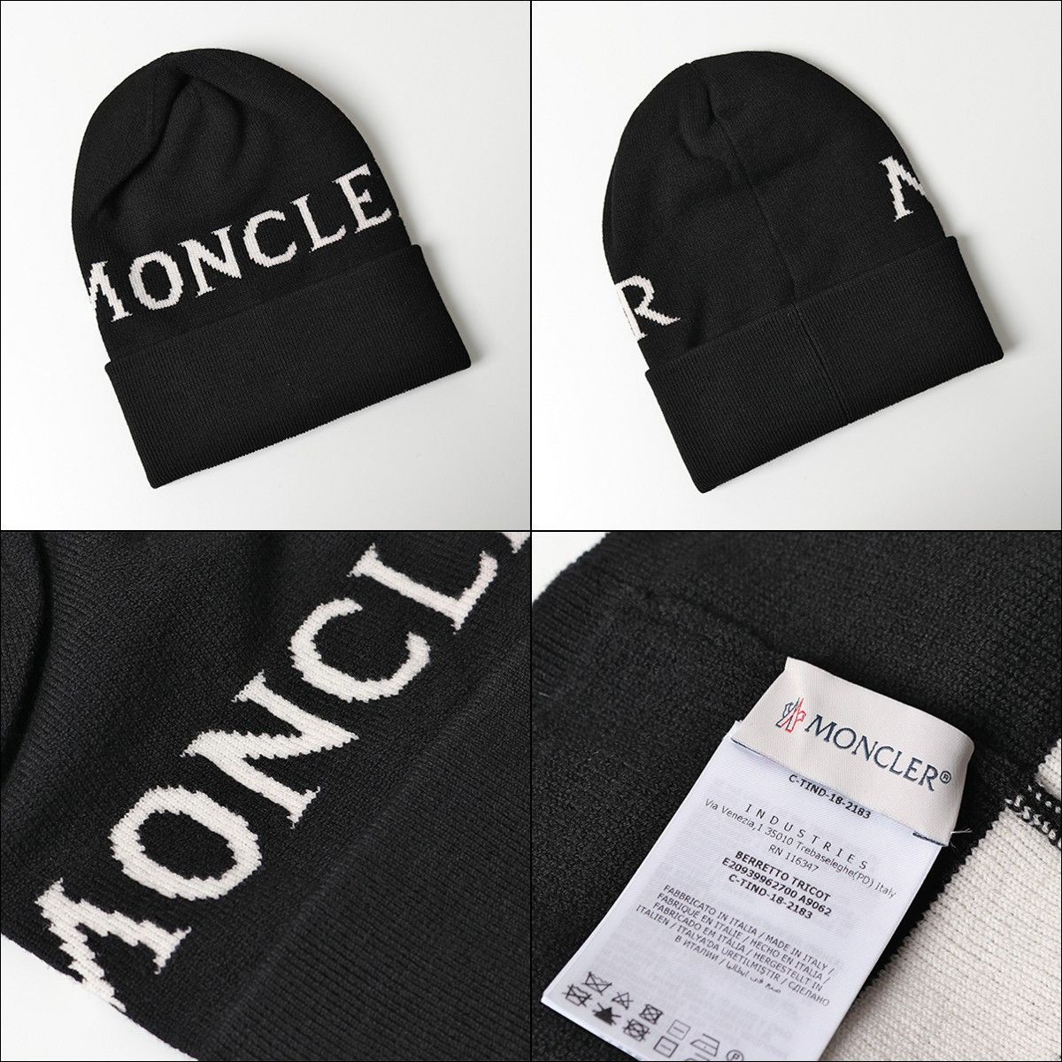 58 MONCLER モンクレール 9962700 A9062 ブラック ニットキャップ 男女