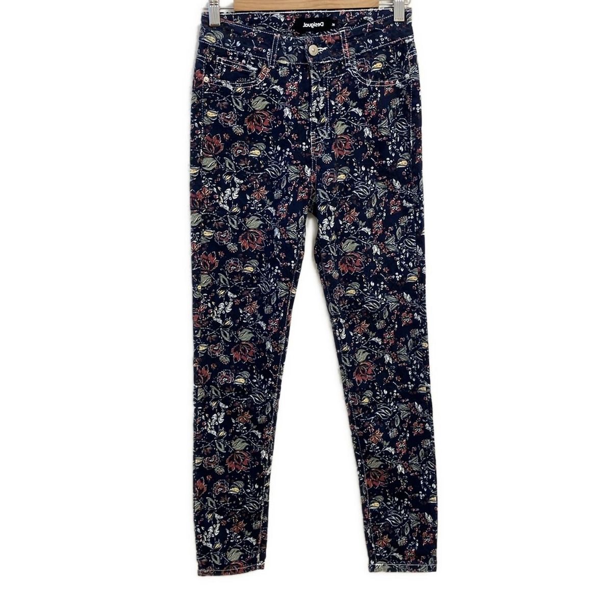 Desigual デシグアル パンツ サイズ36 M レディース - ネイビー×ボルドー×マルチ フルレングス|花柄