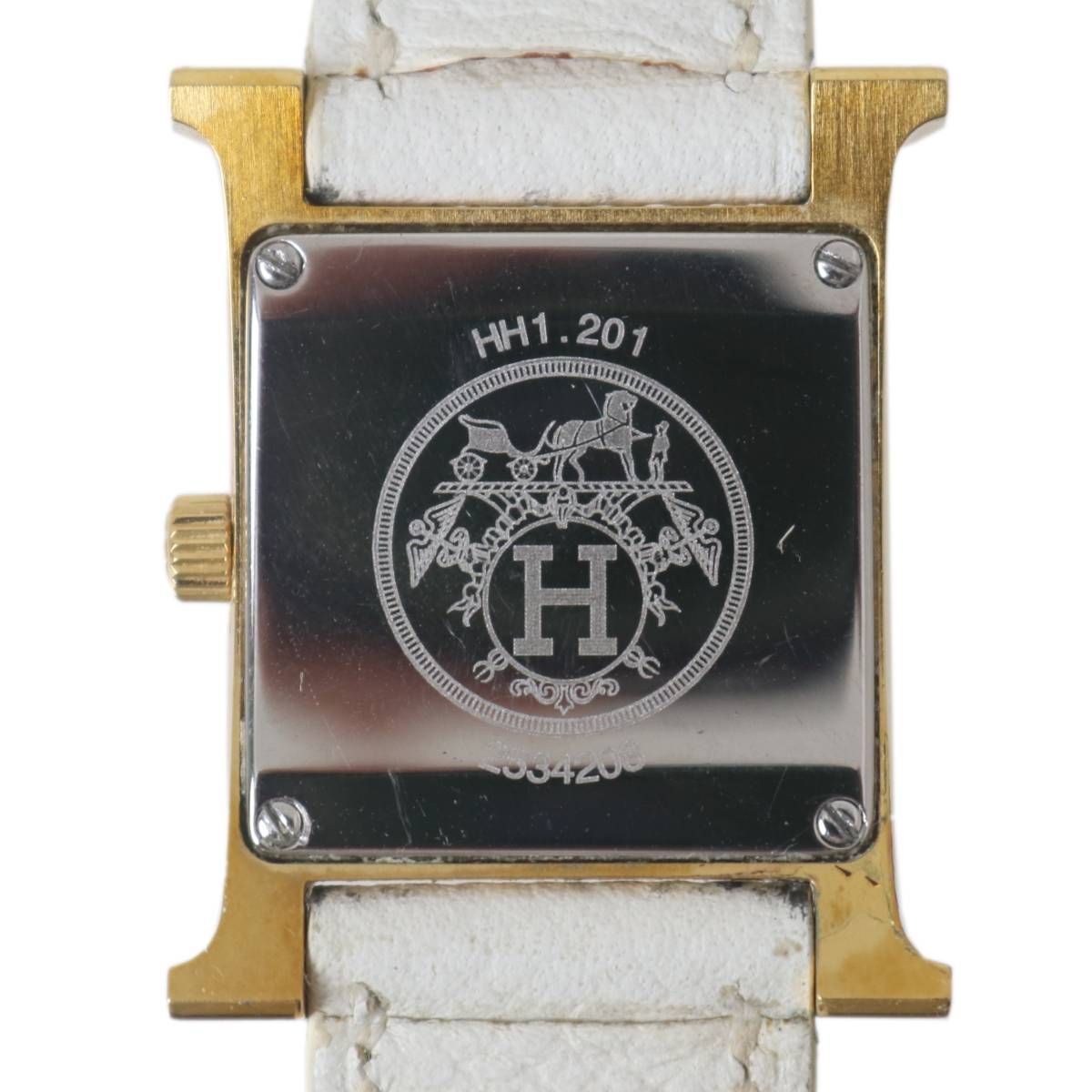 HERMES/エルメス Hウォッチ レディース クォーツ腕時計 ゴールド