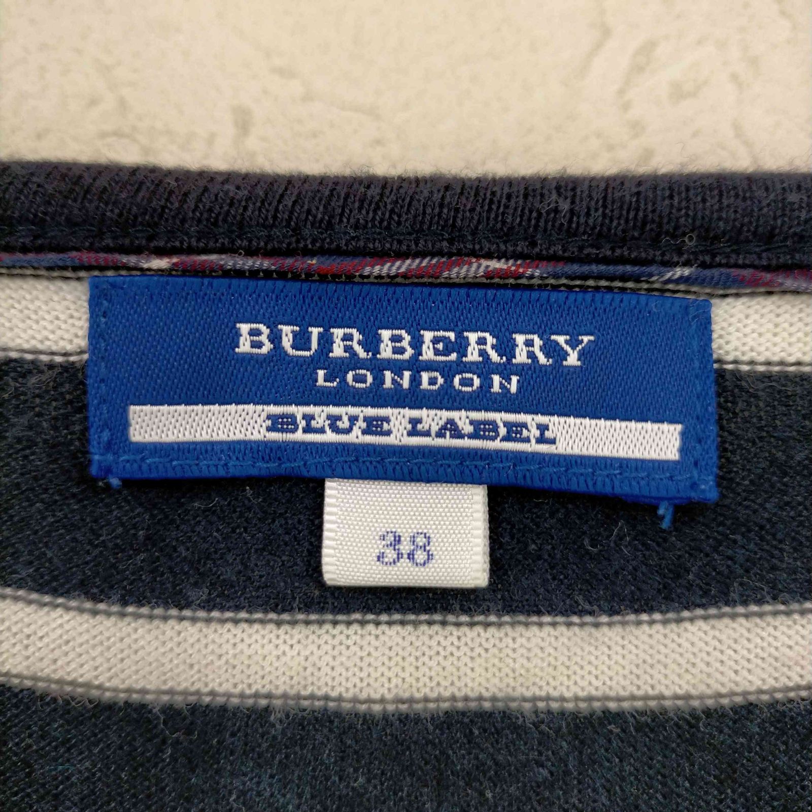 BURBERRY BLUELABEL ボーダーニット　ロゴ　レディース　L相当 バーバリーブルーレーベル BURBERRY BLUE LABEL ロゴ刺繍