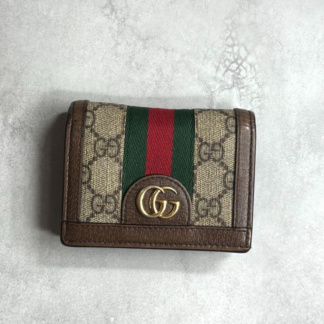 美品‼️グッチ 二つ折り財布 オフディア GGマーモントシェリーライン 美品 グッチ 三つ折り財布 オフィディア シェリーライン GG