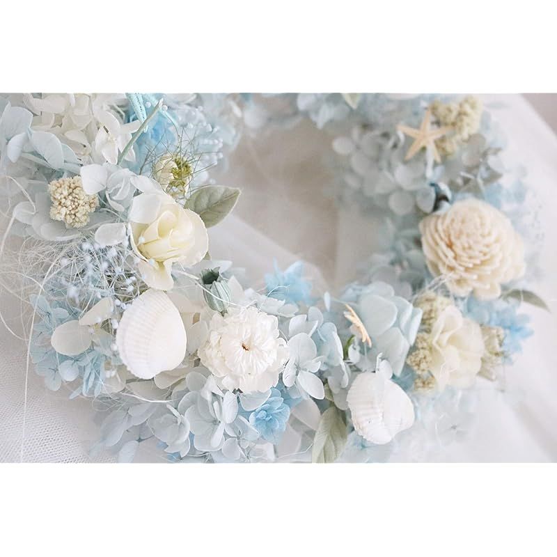 Lulu's ルルズ ホワイト&グリーンのナチュラルリース ドライフラワー プリザーブドフラワー アーティフィシャルフラワー インテリア サ Lulu\u0027s ルルズ ホワイト\u0026グリーンのナチュラルリース ドライフラワー