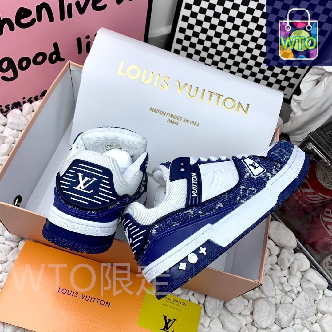 LOUIS VUITTON Trainer デニムレザーカジュアルロートップ