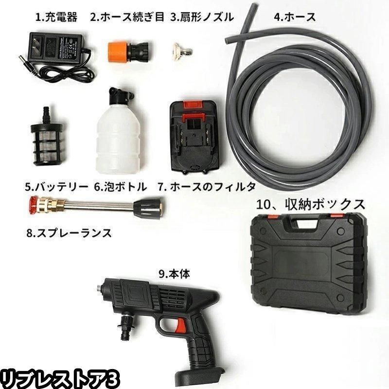 高圧洗浄機 コードレス 充電式収納ケース付 バッテリー2個 バッテリー2
