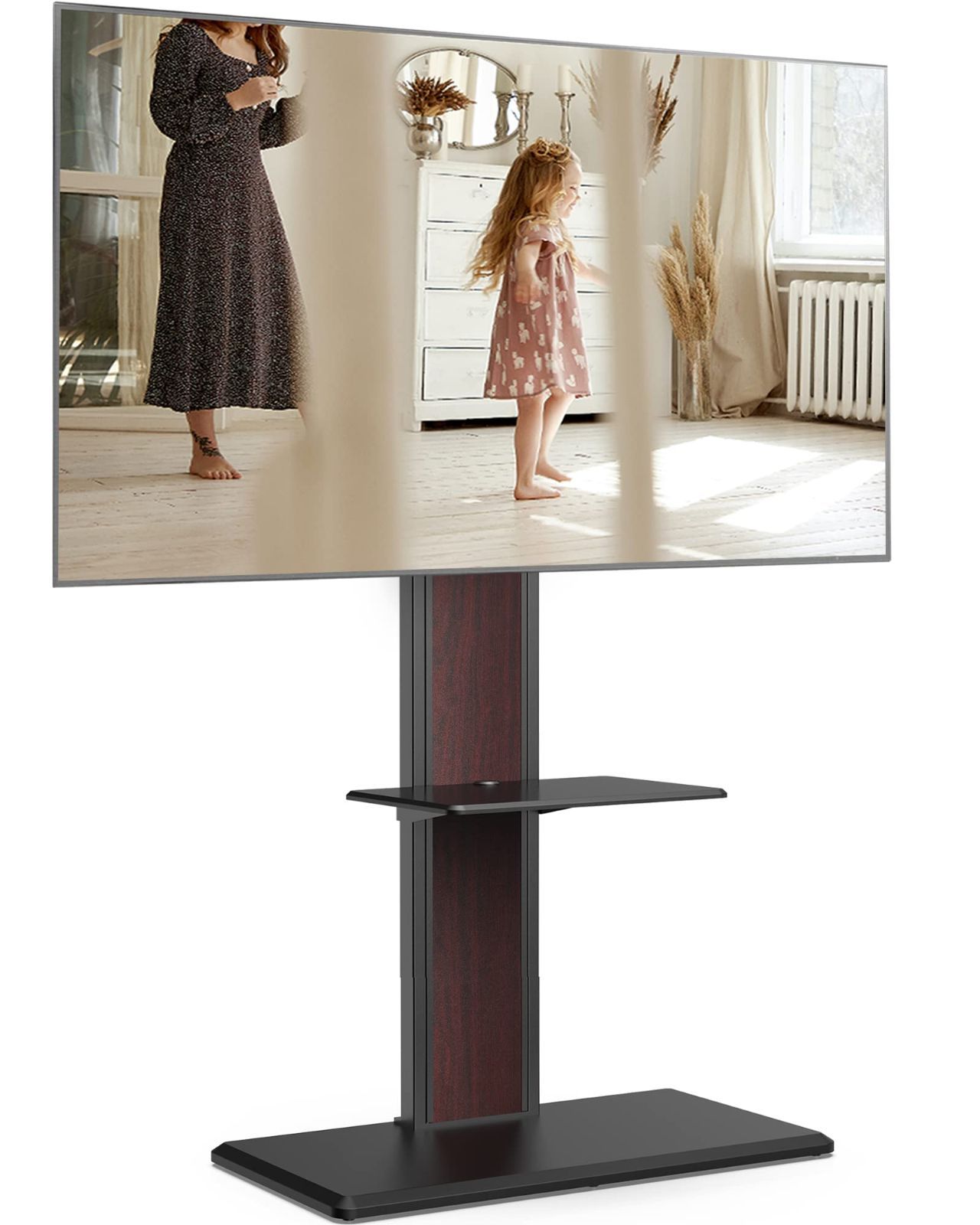 新着商品 裏表両用 ウォールナット ブラック F02W2462L 中段棚一枚付 耐荷重40kg 高さ角度調節 背面収納付 テレビ台 壁寄せ 32-65インチテレビ対応 テレビスタンド FITUEYES