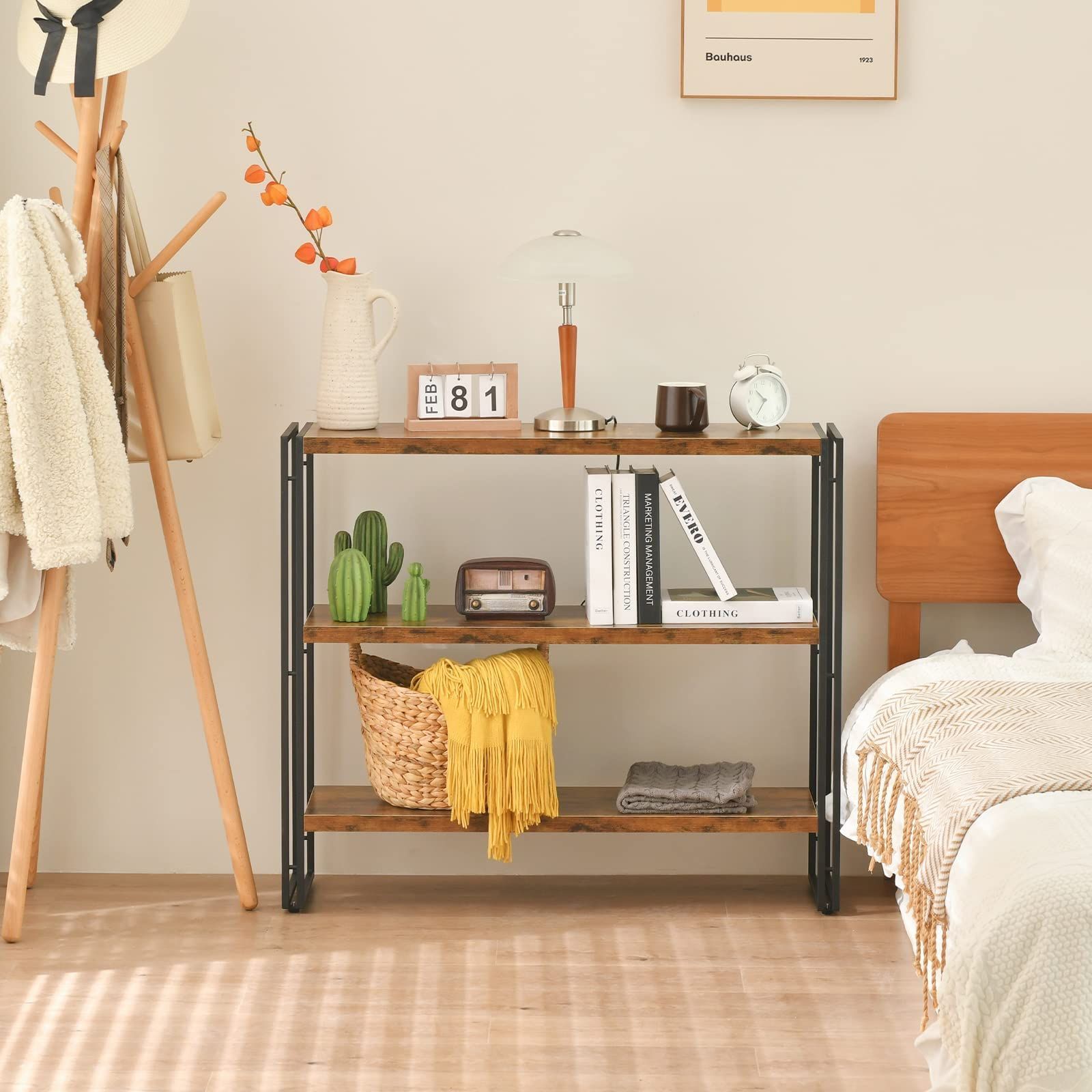 HCHQHS ラック オープンシェルフ 3段 木製 収納 本棚 オープンラック