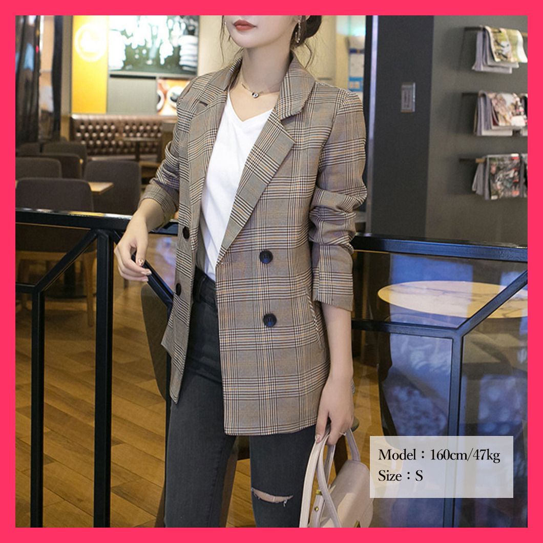 rosymonster グリーングレンチェック　フリルジャケット miniministore グレンチェック ジャケット レディース秋
