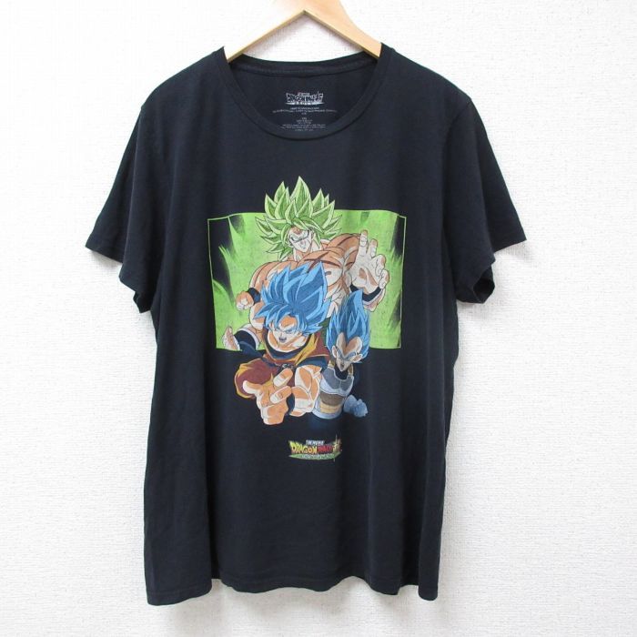 XL/古着 半袖 Tシャツ メンズ アニメ ドラゴンボール超 孫悟空 ブロリー 大きいサイズ コットン クルーネック 黒 ブラック 24jul18 中古
