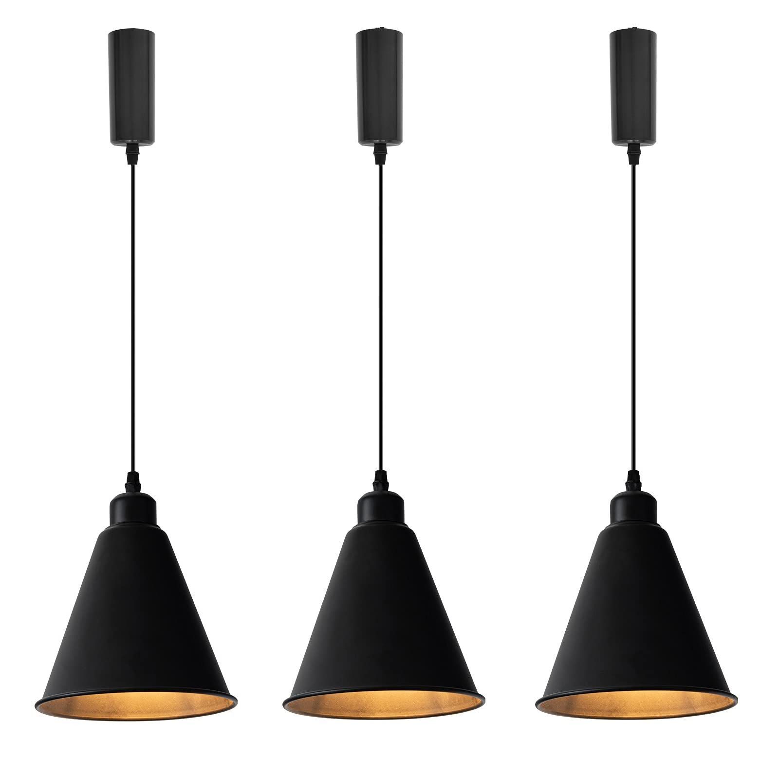 数量限定】長さ調節可 コード収納カップ付き インテリア照明 北欧 ブラック おしゃれ インテリア Kiven 3個入り ペンダントライト ライティングレール ダクトレール用 インテリアライト 和モダン 照明器具 玄関照明 E26対