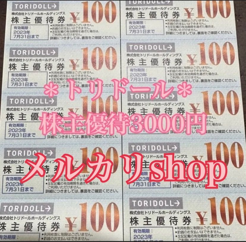 トリドール株主優待券3000円。