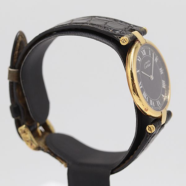 1円 稼働 カルティエ マストヴァンドーム QZ ブラック文字盤 SV925