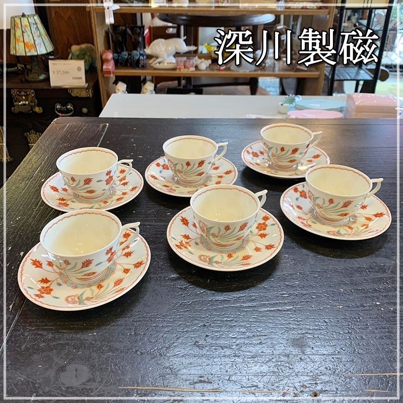 美術有田焼　深川製磁　デミタスコーヒーカップ＆ソーサ　6客セット 深川製磁 - 特別価格☆宮内庁御用達 深川製磁 デミタスカップ