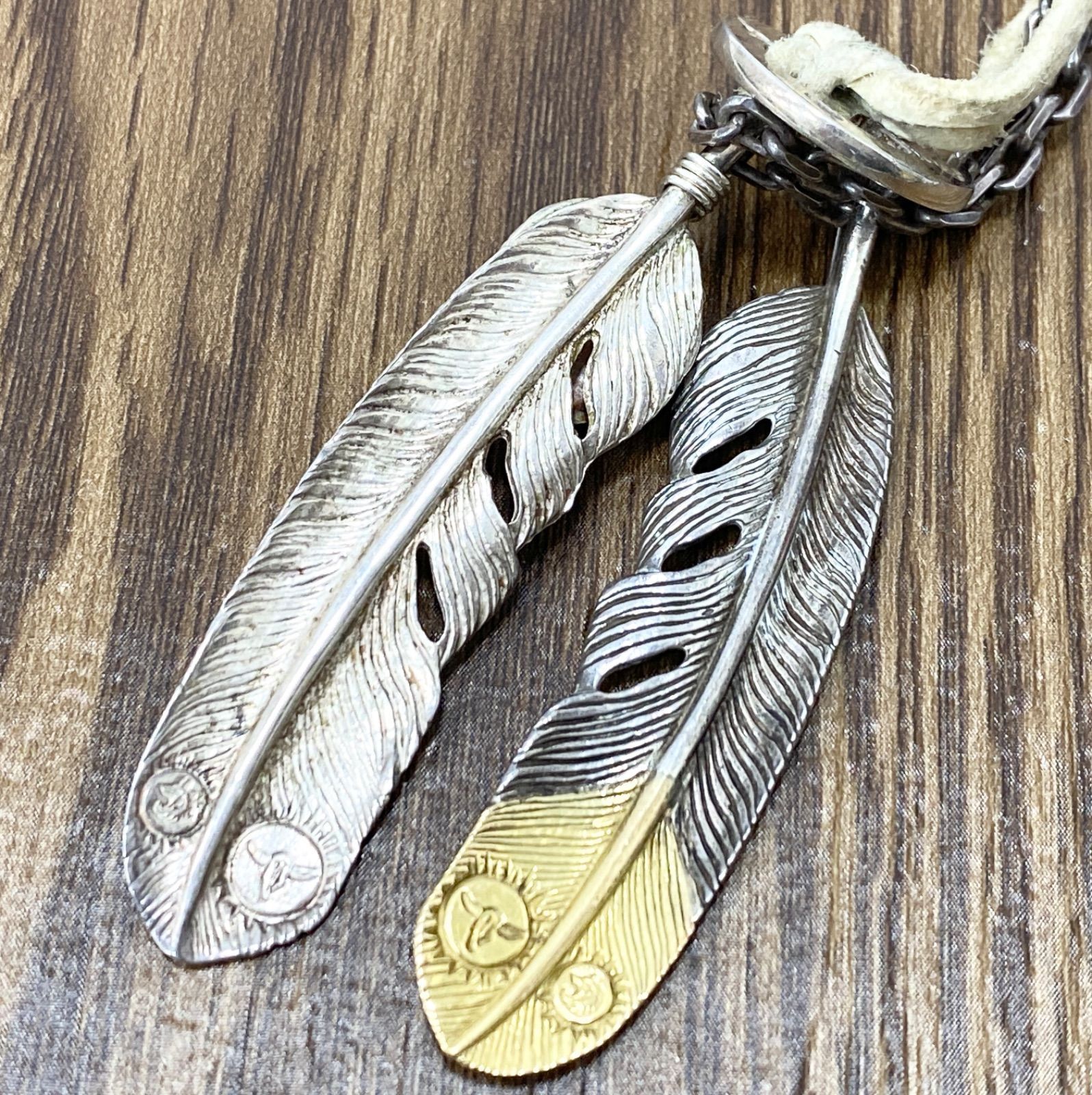 タディー＆キング SVフェザー剣先 K18 イーグルフック ホイール ネックレス TADY&KING タディ＆キング SVフェザー剣先K18 SVフェザー金縄