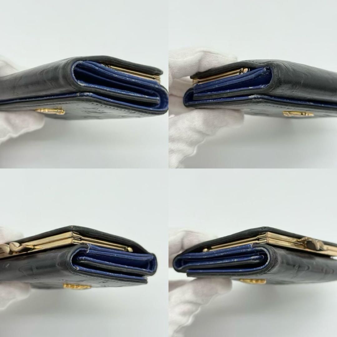  Vivienne オーブ型押し 三つ折り財布 がま口 レザー ブラック 三つ折り財布 折り財布