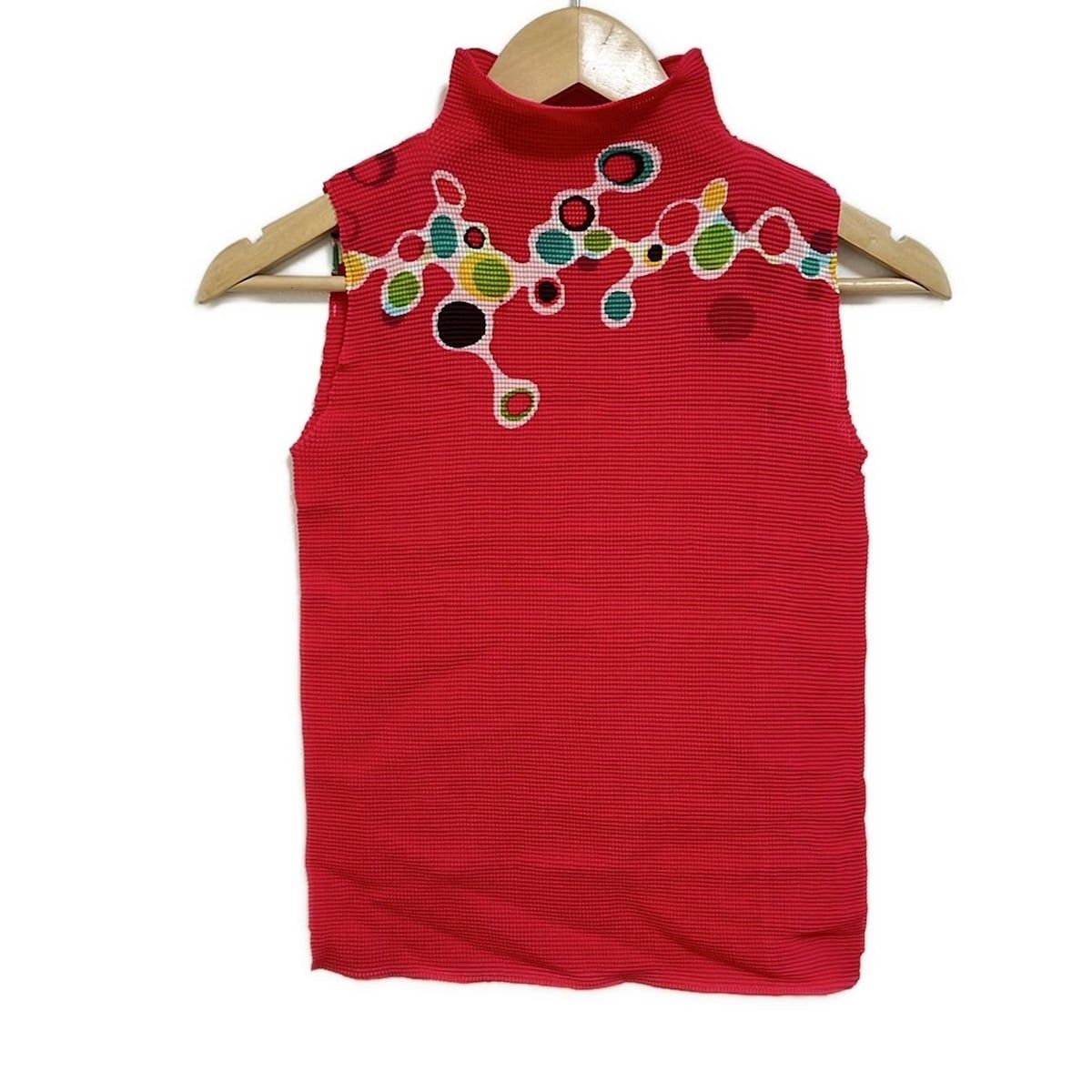 me ISSEY MIYAKE ミー イッセイミヤケ ノースリーブカットソー レディース - ピンク×白×マルチ ハイネック プリーツ