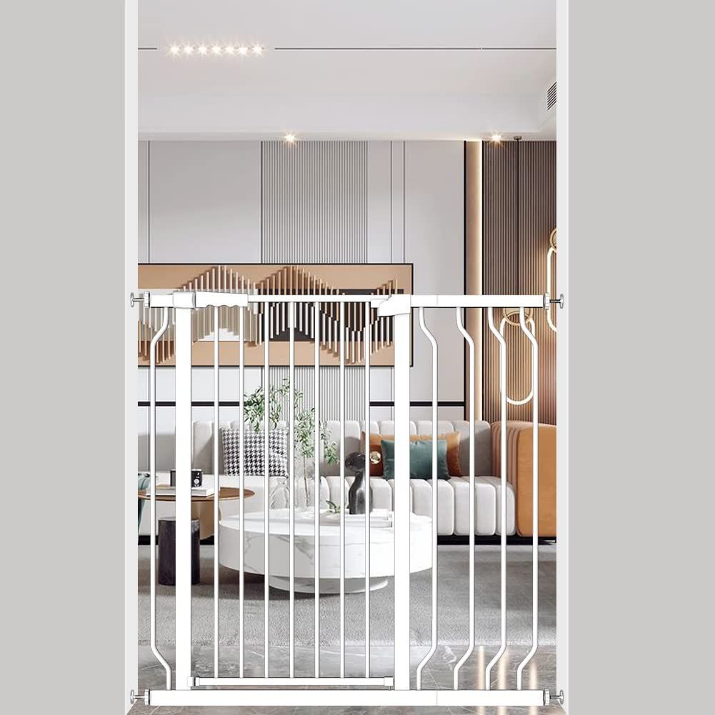 前後90度開閉 セーフティー安全ゲート 穴開け不要 扉開閉式 高さ100cm以上つっぱり式 自動ロック 二重ロック 拡張フレーム付き ブラック 高さ103cm ハイタイプ ホワイト ベビーゲート 設置幅90-97cm Seogva