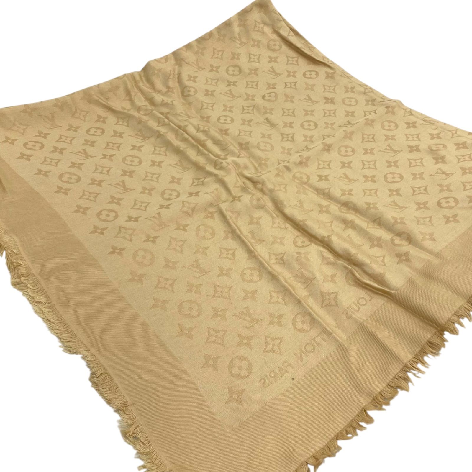 Louis Vuitton ウールマフラー ベージュ Louis Vuitton ウールマフラー ベージュ LOUIS VUITTON リバーシブル