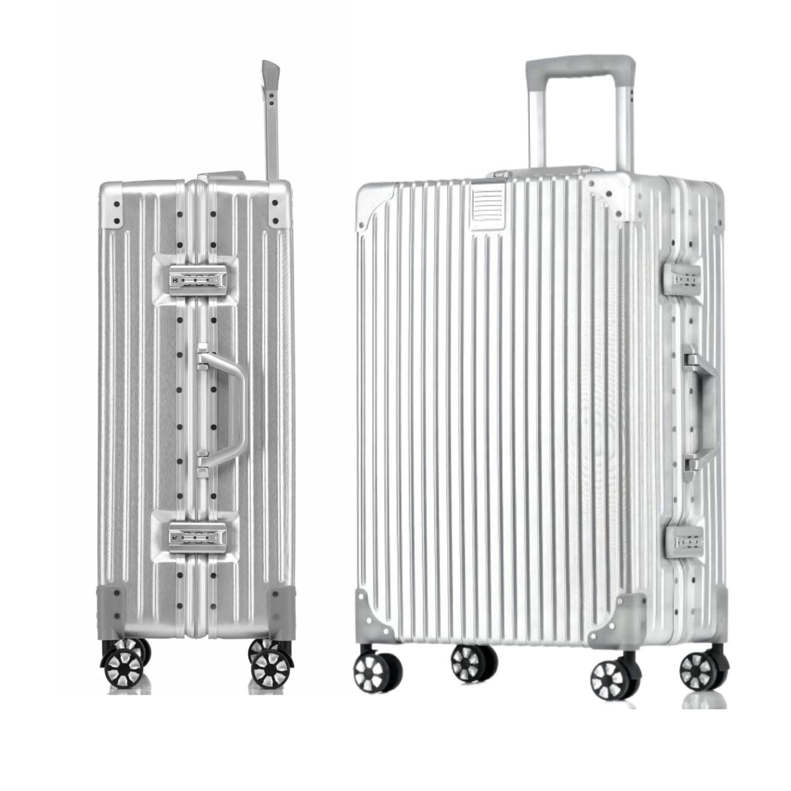 Color シルバー_Size SS 55*36.5*20.5cm lcc機内持ち込み可 WanderMore スーツケース 機内持ち込み アルミフレームタイプ 大型 キャリーケース 超軽量 大容量 キャリーバッグ シルバー 耐衝撃 TSAダイヤロック