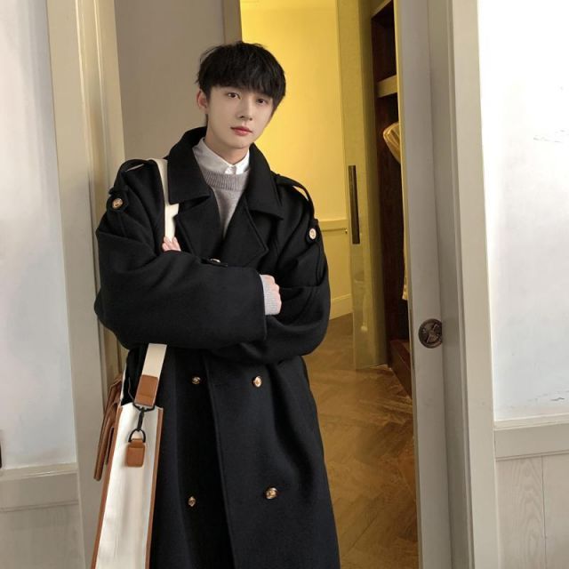 種類4：2XL/C：白Tシャツ 秋冬 コーデ メンズ  服 シンプル ファッション オシャレ 大人 かっこいい 大きいサイズ ストリート 紳士服  コート ヴィンテージ 韓国スタイル ミドル丈 ブラック ウ