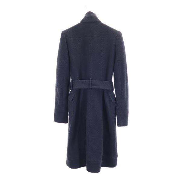 ダイアンフォンファステンバーグ フリル ロング コート S ネイビー  