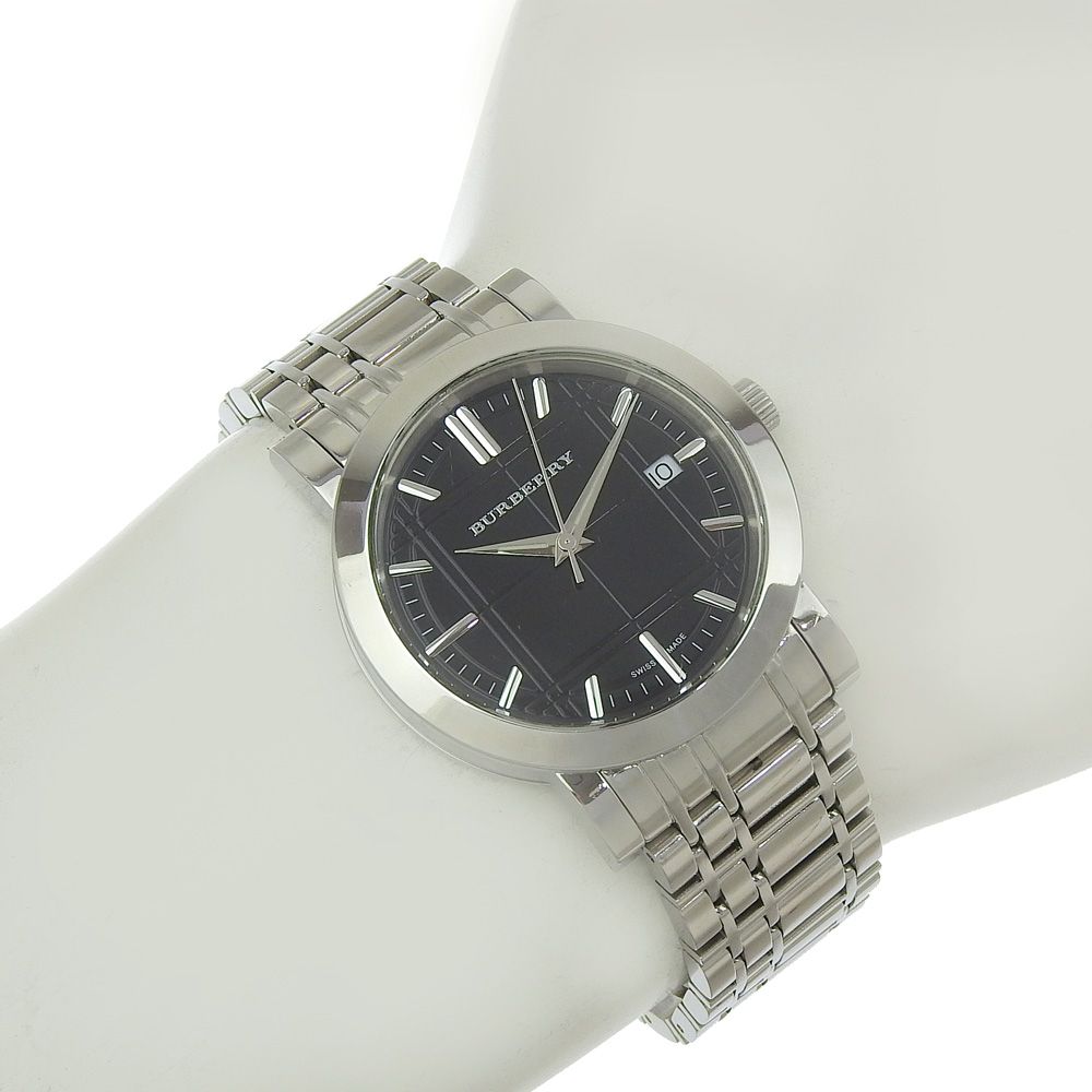 本物保証】 バーバリー BURBERRY デイト BU1364 黒文字盤 SS クォーツ 