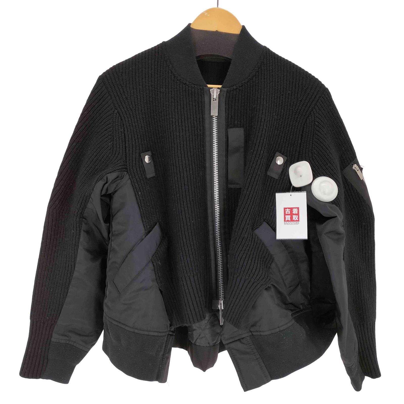 サカイ Sacai 21AW ニット切替ナイロンボンバージャケット メンズ JPN 