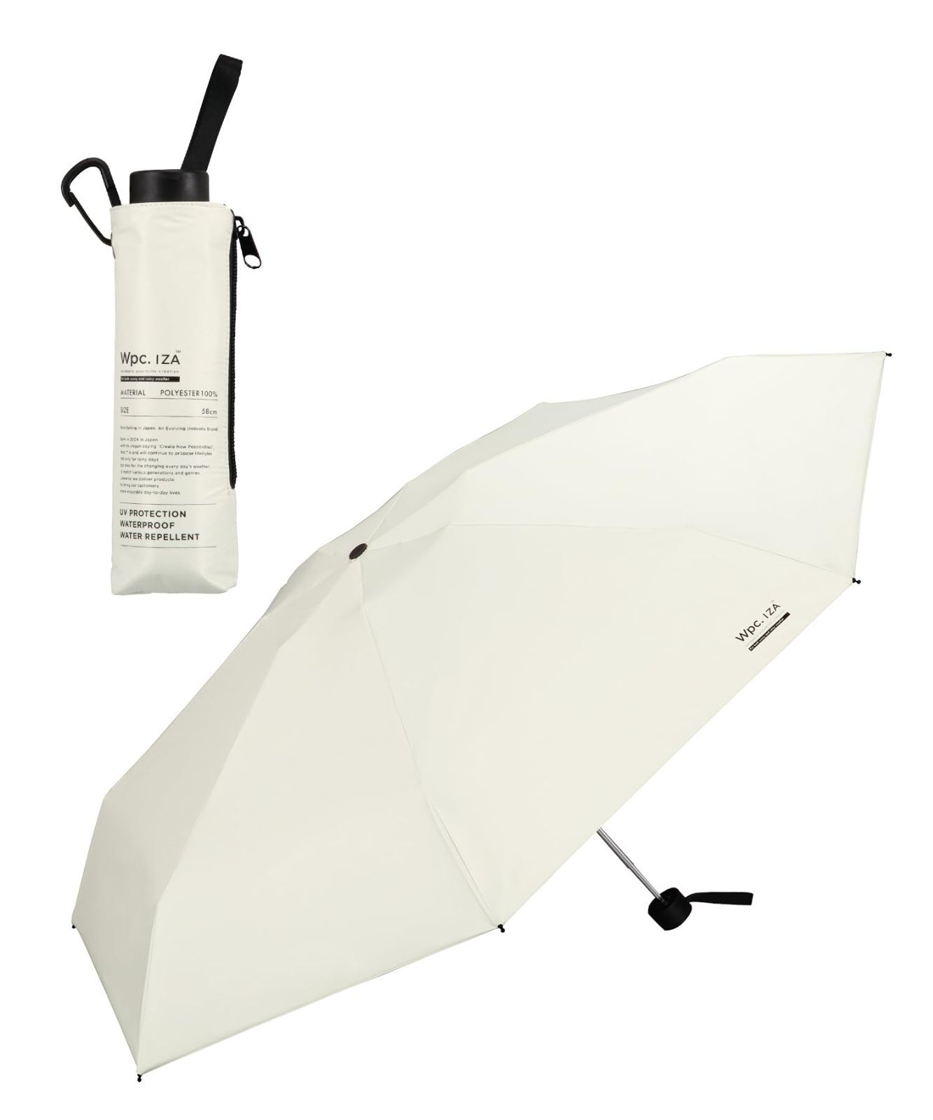【新着商品】Wpc. IZA 男の晴雨兼用傘 LARGEu0026COMPACT オフ [遮光率100%・UVカット率100%・UPF50＋・晴雨兼用]日傘 メンズ イーザ 男性 折りたたみ傘 58cm コンパクト スリム おしゃれ シンプル 無地 ZA0