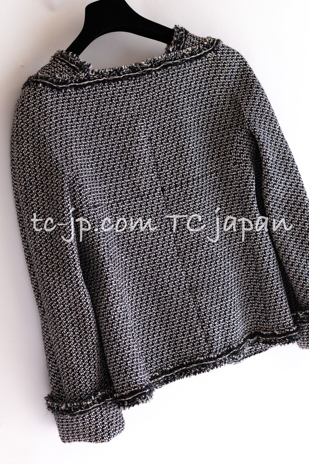 75万 シャネル ジャケット CHANEL グレー ブラック 黒 リネン