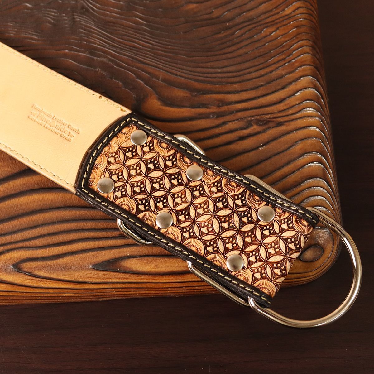 Tooled Wide Leather Collar | Carved Lettering Design (DO NOT PET 