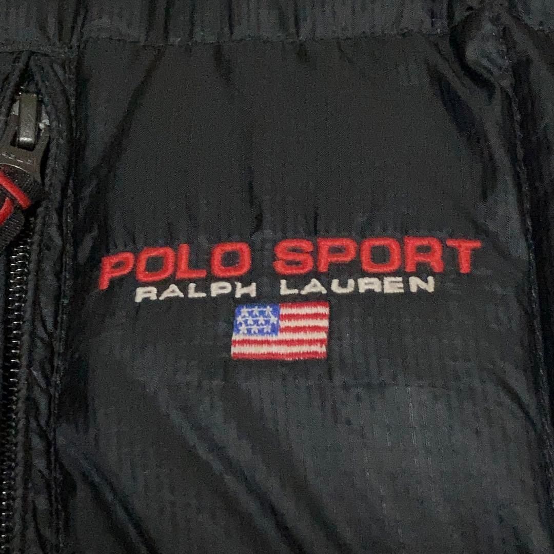 【オールブラック】ラルフローレン　同色刺繍ロゴ入　ダウンジャケット　L 人気ブラック】POLOSPORTラルフローレン ダウンジャケット 刺繍