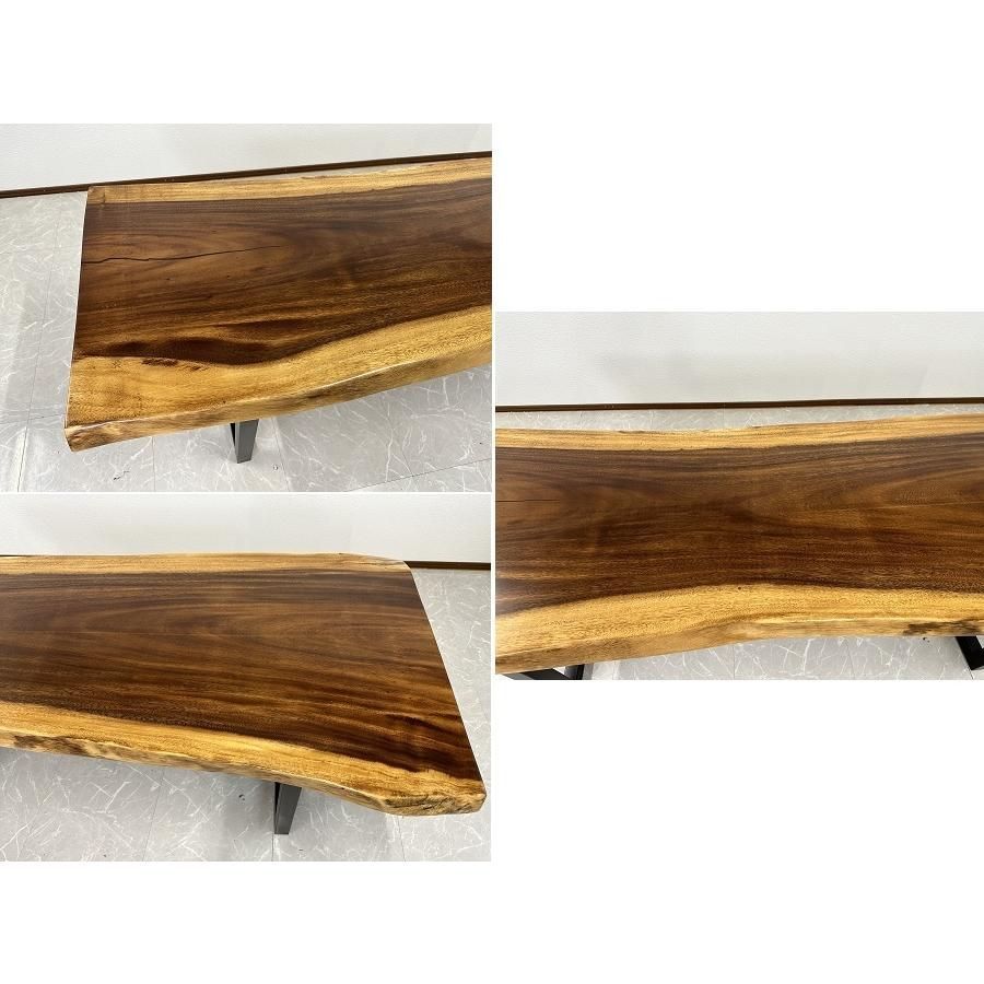 一枚板　座卓 無垢 一枚板テーブル 幅218cm 50323-C 天厚45mm 一点モノ 脚付き