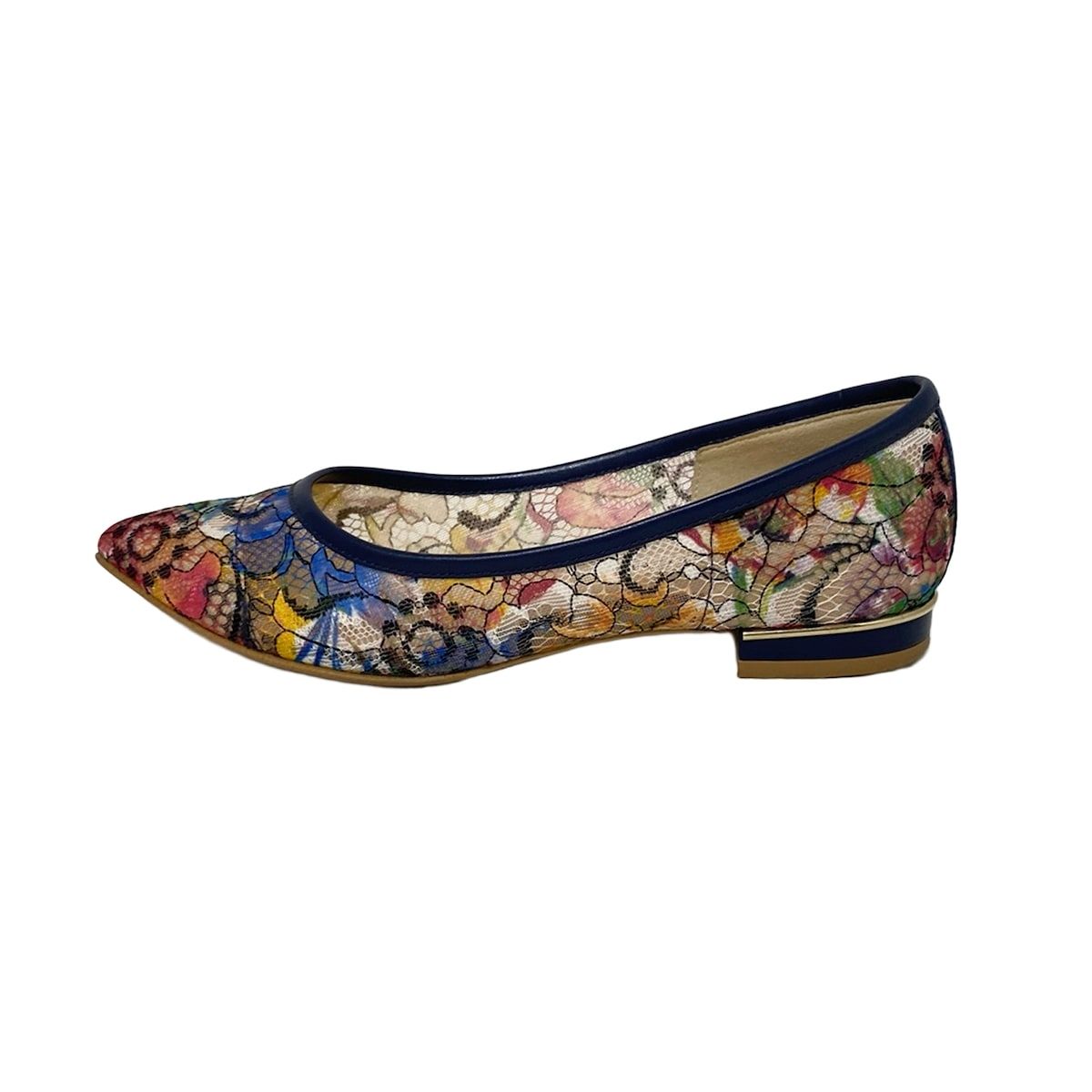 DIANA ネイビー 花柄 レース フラット バレエ シューズ 22.5 DIANA ネイビー 花柄 レース フラット バレエ シューズ 22.5