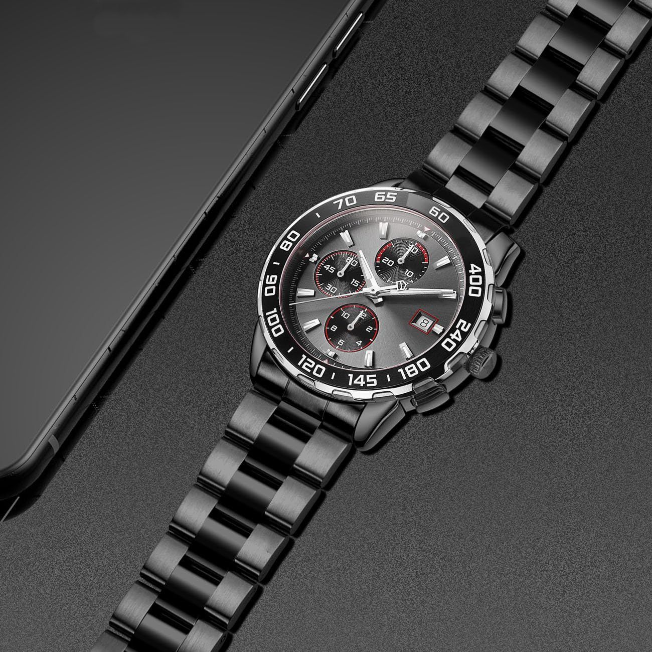 Juntanステンレス鋼の湾曲した固体端は20mm 22mmの腕時計のバンドの金属の腕時計の革紐のブレスレットの展開の二重FlipLockのバックル銀　並行輸入