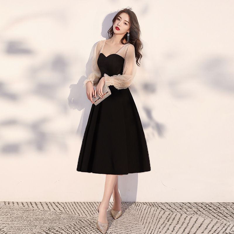  パーティードレス ワンピース ミドル丈 ドレス 結婚式 二次会 お呼ばれフ ォーマル 袖ありXZ 0524 パーティードレス ドレス ブライダル